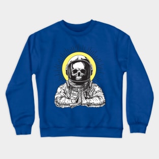 Astronaut skull praying to god line art Crewneck Sweatshirt